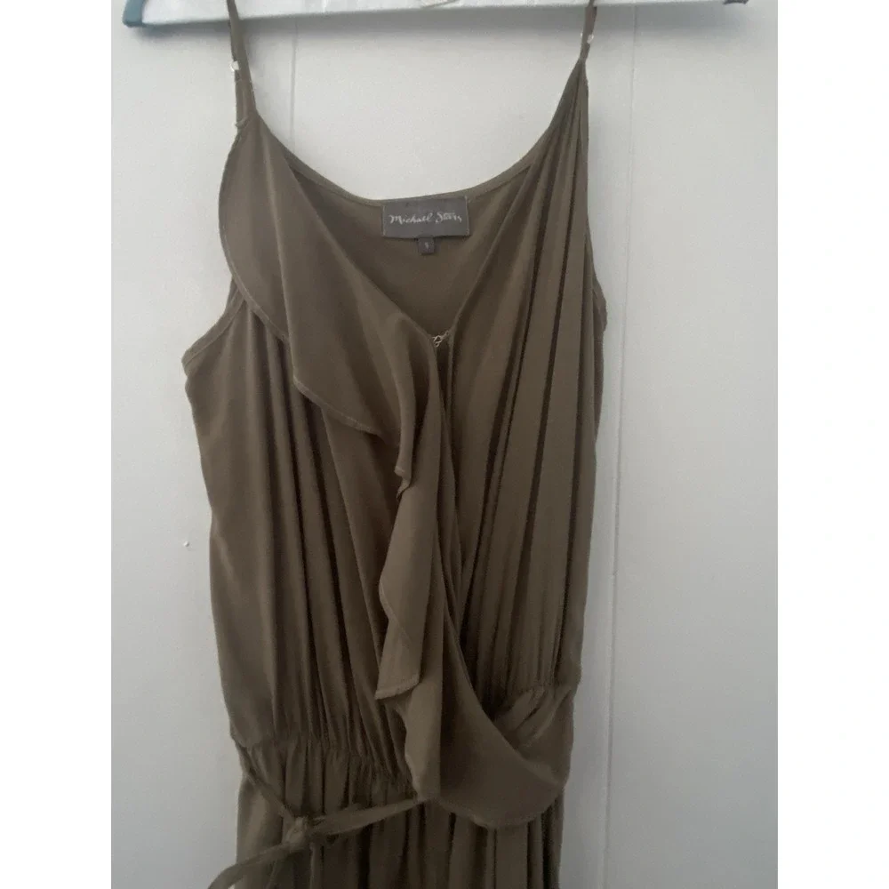 Michael Stars Ruffle Surplice Sleeveless Jumpsuit Olive Green‎ Size Small